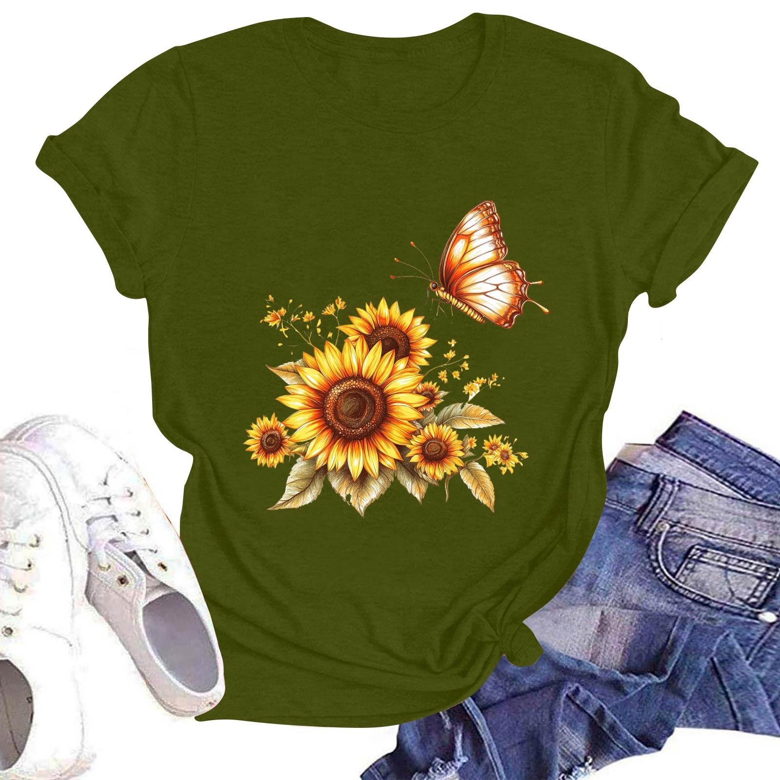 

Женская повседневная футболка с круглым вырезом и коротким рукавом L армия зеленый