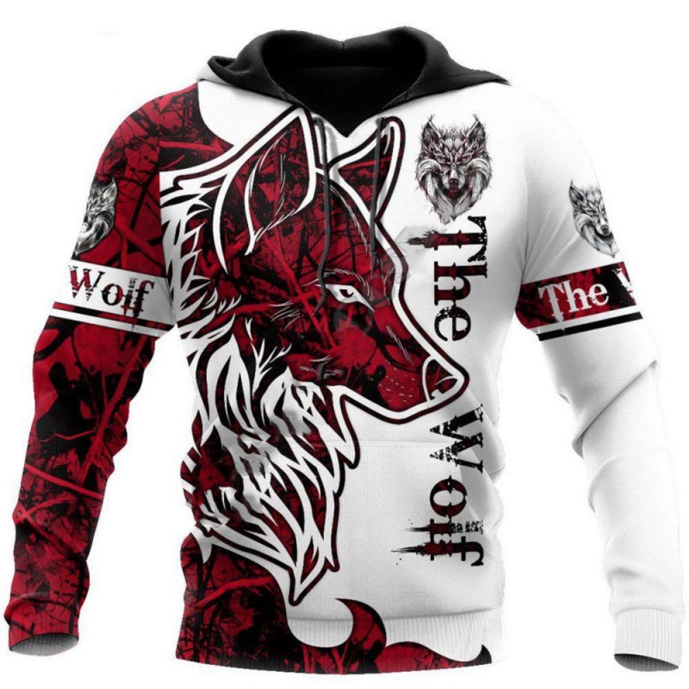 Fox and Wolf 3D Digital Printed Men's Street Trendy Hoodie Sweatshirts