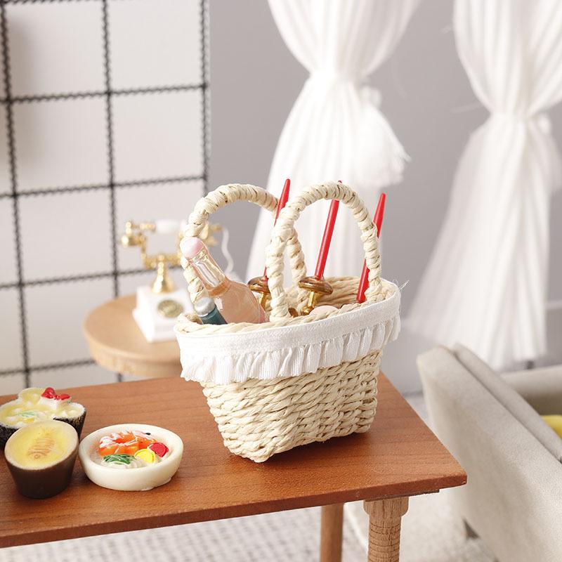 1/12 Păpușă Casă de Păpuși Simulare Mini Model Coș Împletit Mobilier Decorare Casă de Păpuși Micro Scenă Joc de Prefăcătorie Jucării