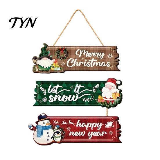 Christmas Door Hanging Sign Welcome for Front Door, Rustic Wooden Ornament, Festival Holiday Party Wall Art Decor with Lanyard Home Window Decoration