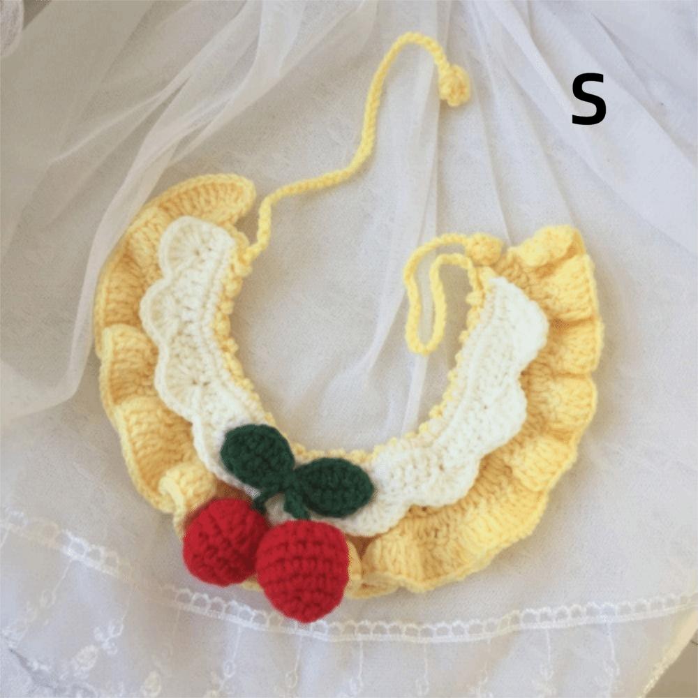 

Cute Hand-knitted Knitted Cat Collar Cherry Crochet Pet Scarf Pet Neck Strap Pet Supplies
