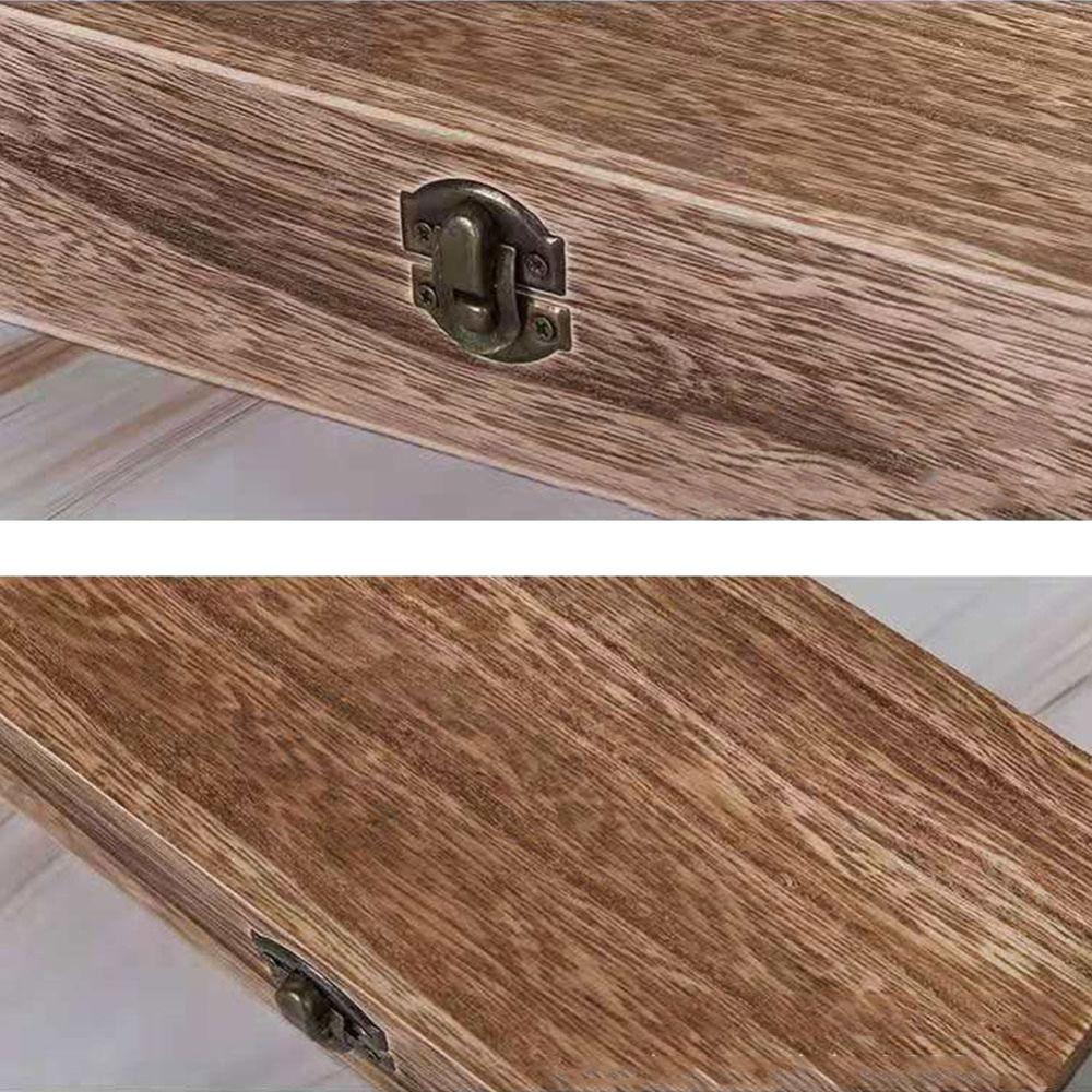 Vintage Gift Packaging Boxes Flip Lid Pine Treasure Chest Storage Rectangular Wooden Box