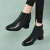 2025 Women's Genuine Leather Ankle Boots - Mid-Heel, Chunky Heel, Plus Velvet, Martin Style, Autumn/Winter Collection