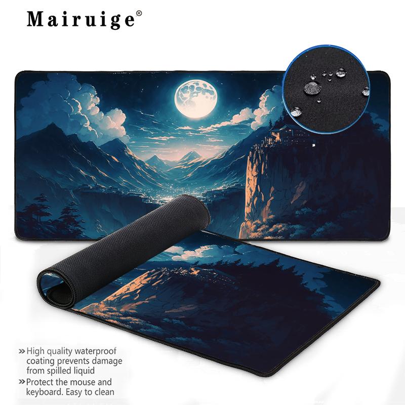 Großes Gaming-Mauspad Traumhafte Nachtszene Mond Schreibtischunterlage Home PC-Zubehör Computermauspad Setup Gamer-Tischmatte Spielmatte