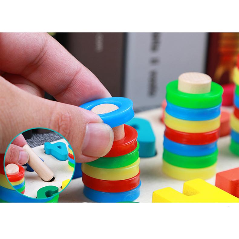 Jucărie de matematică educațională pentru copii din lemn Montessori Număr numerele cu forme digitale