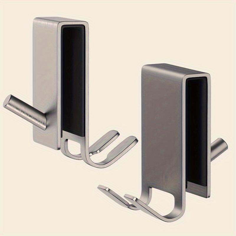 2pcs Stainless Rust-Resistant Door Mount Shower Hook Heavy-Duty Space-Saving Hanger for Clothes Coat Towel No-Tools Installation Modern Storage