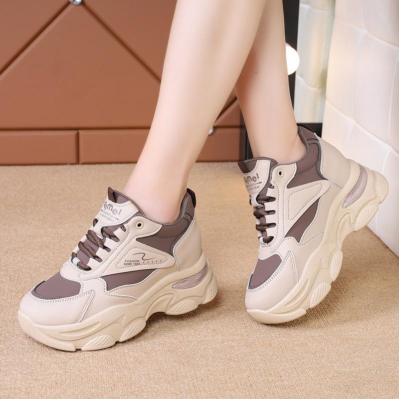 Inner Height Increase Dad Shoes Women's 2025 New Versatile Small Man Thick Sole Comfortable Breathable Casual Sports Little White Shoes