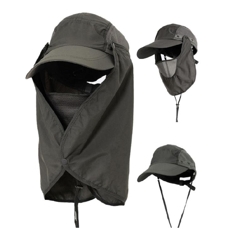 Outdoor Hiking Sun Hat Breathable Adjustable Caps Sun Protections Hat with Detachable Face Cover & Neck Flap Fishing Hat