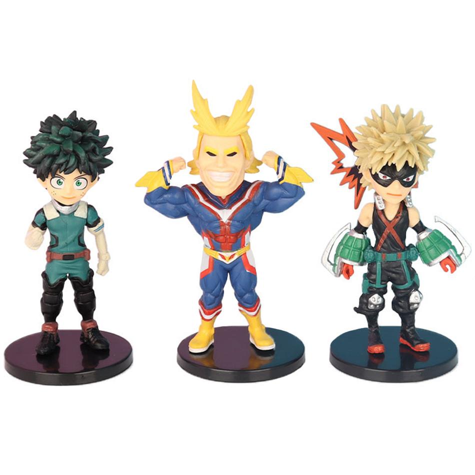 My Hero Academia 9 Pcs Cute Ver. Midoriya All Might Bakugou So Ochaco PVC Action Figure Boku no Hero Gift Doll Modelo 8-10cm