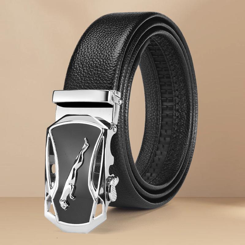 Herren Echtleder Gürtel mit Leoparden-Schnalle - Lässig Vielseitig Mode Tide