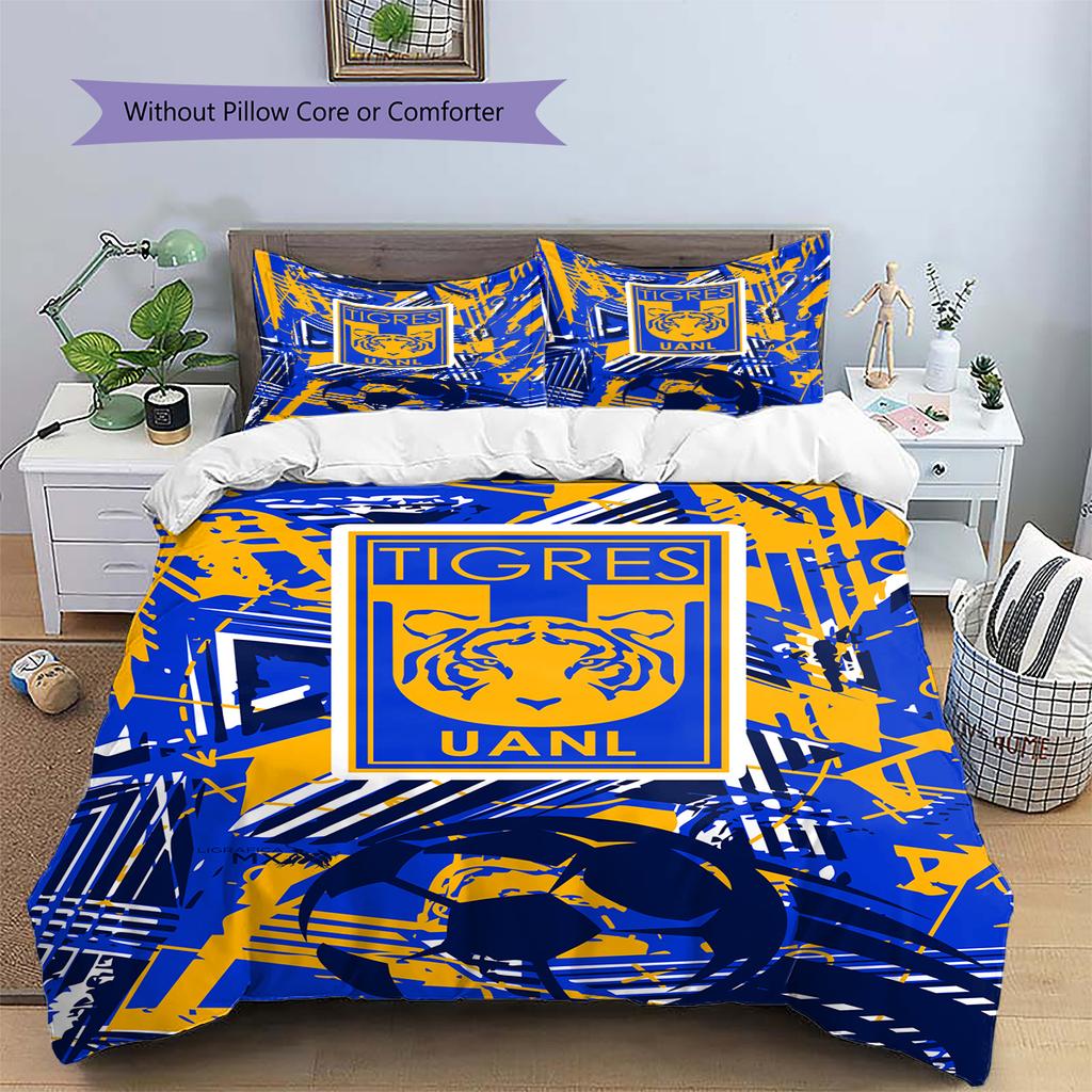 Tigres UANL Muster Bettwäsche-Set Bettbezug Kissenbezug Heimdekoration Geschenk (1 Bettbezug + 2 Kissenbezüge, ohne Füllung)