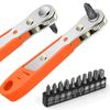 Mini Ratchet Wrench 1/4" + 10 PH Bits - 103 Mm, 16 Teeth Reversible, Chrome Vanadium Steel