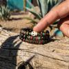 Vintage Handmade Beaded Skull Bracelet For Men Wooden Coconut Shell Beaded Bracelet Jewelry