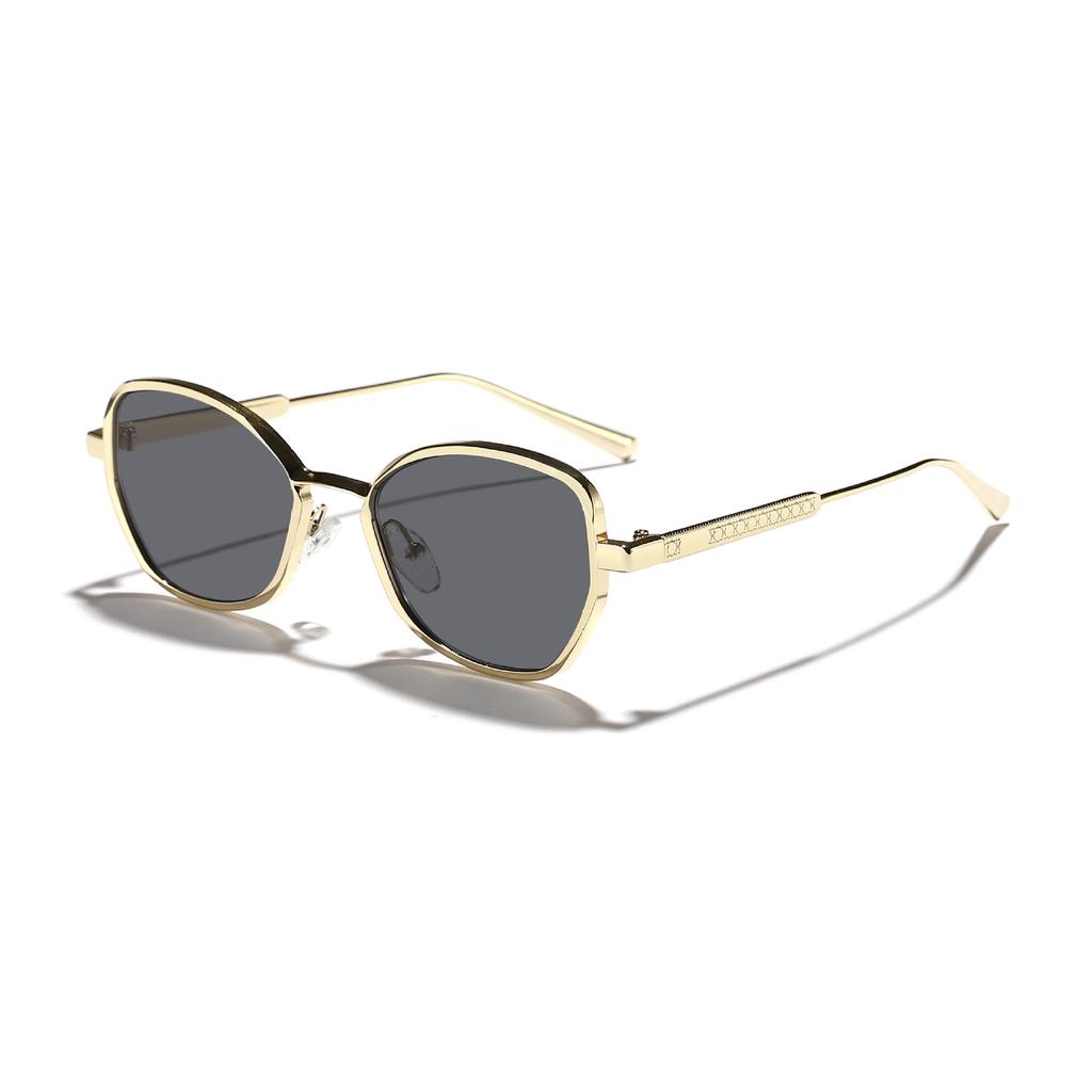 Rennes European and American new polygonal metal small frame sunglasses women's high-end retro street photography outdoor sunshade sunglasses
