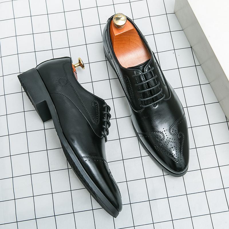Fashion 2025 New Men Dress Handmade Shoes PU Leather Male Oxford Italian Classic Vintage Lace-up Men's Brogue Shoes Oxford Size 38-46