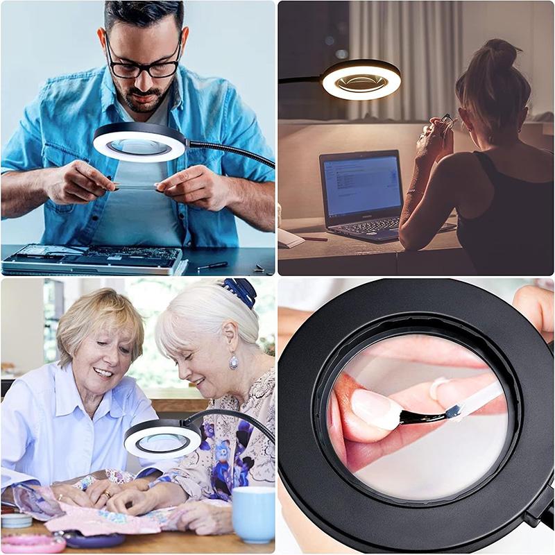 5/10X Magnifying Glass with Light 3 Colors 10 Brightness 28/56 LED Magnifier Lamp for Reading Crafting Painting Close Work