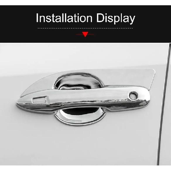 Carbon Fiber Chrome Car Door Handle Bowl Cup Protective Cover Trim Cap Sticker Protector For Toyota Corolla Altis E210 -