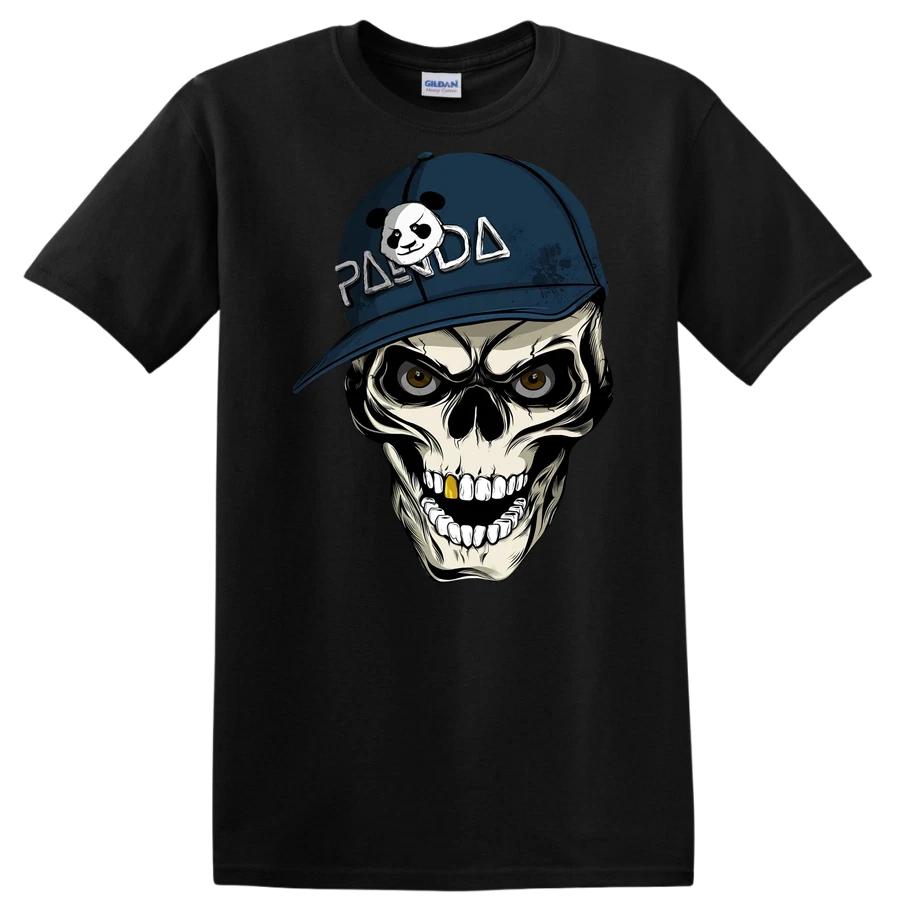 Skull Panda Cap Graphic T Shirt w/ Cool Skeleton Design Funny Tee S