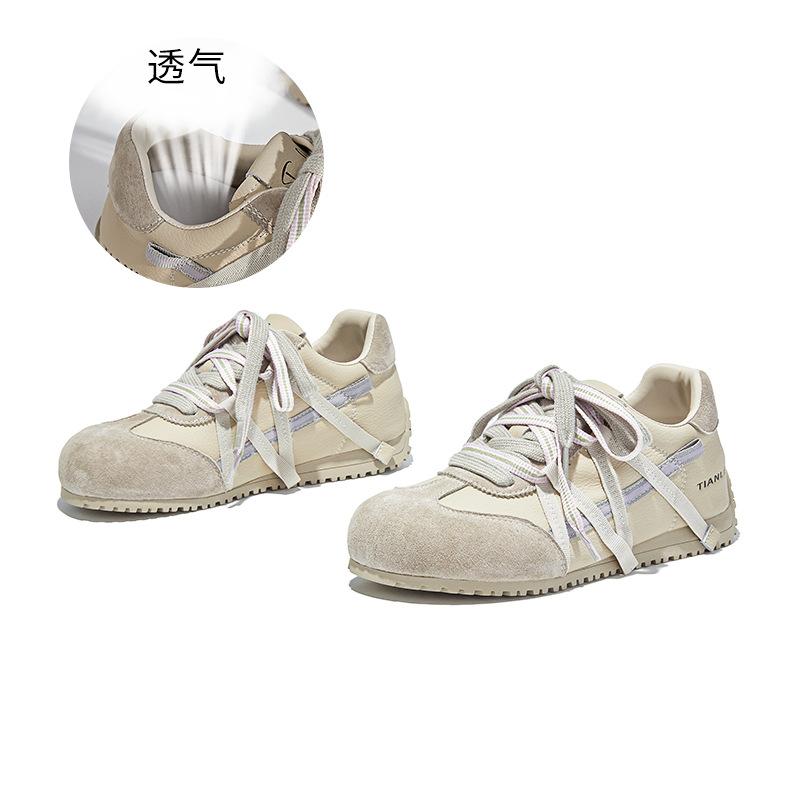 Retro Leather Women's Autumn New Shoes Women's Two-color Shoelaces Crooked Head Sports Shoes Casual Women's Shoes