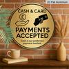 2D Flat, 1pc 7.87x7.87in Round Aluminum Sign- Brushed Golden Metal Sign-' Cash Card Payments Accepted' Preferred Method of Payment Plaque, Durable