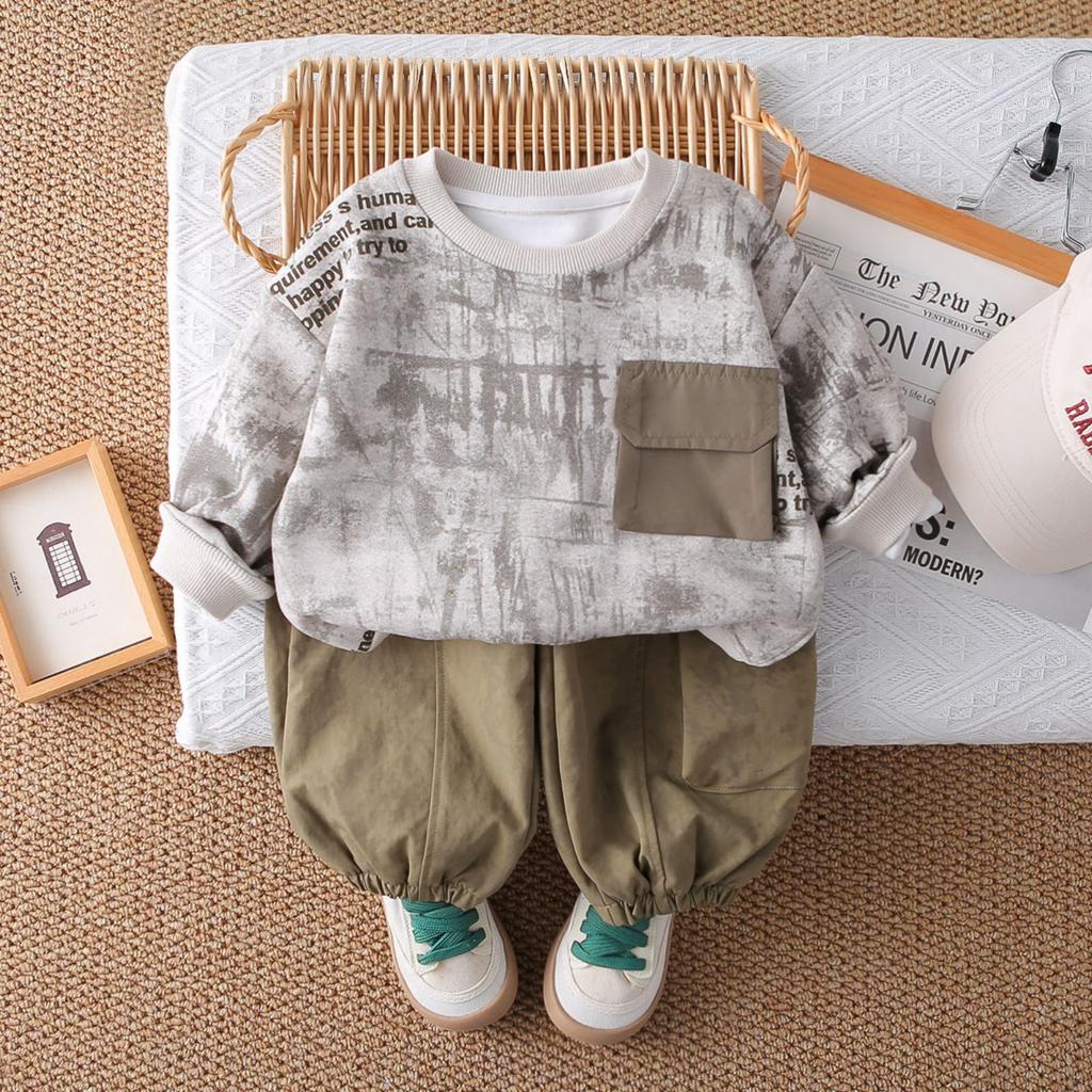 Dětská ležérní souprava s dlouhým rukávem, pohodlné každodenní oblečení