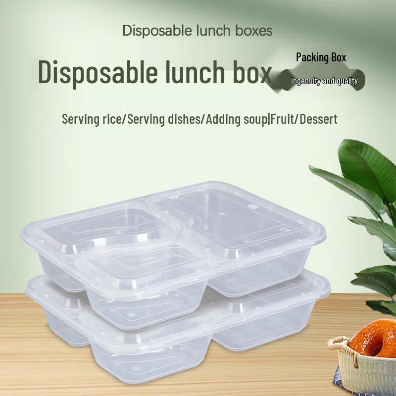 Ronghe Disposable 3-Compartment Microwaveable Takeout Containers