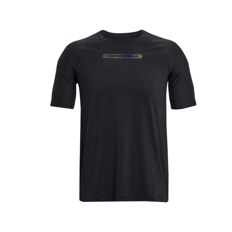 Under Armour Rush Smartform Rainbow Stripe Decorative Training T-Shirt Men Tops Black 1377153-001