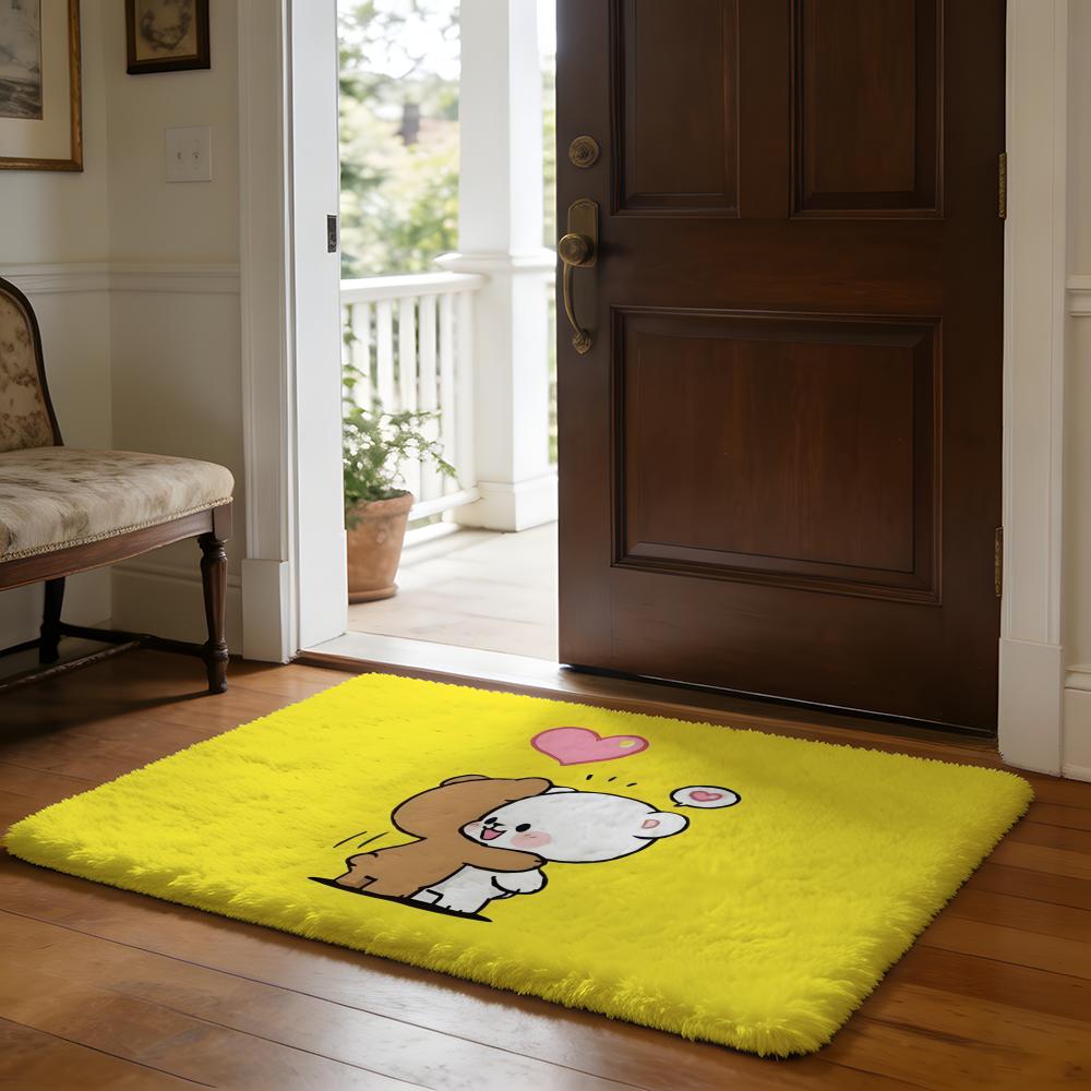 Cute MMilk And MMochaS Floor Mat Soft Flannel Absorbent Mat Non-Slip Rug Home Bedroom Bathroom