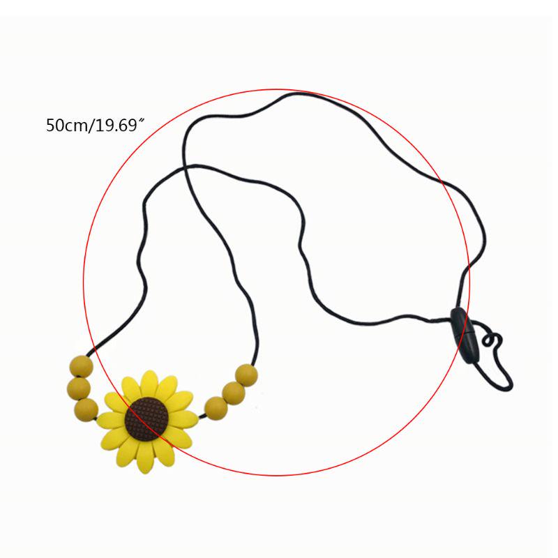 Sunflower Baby Teether Necklace Silicone Pendant Beads Teething Nursing Toys