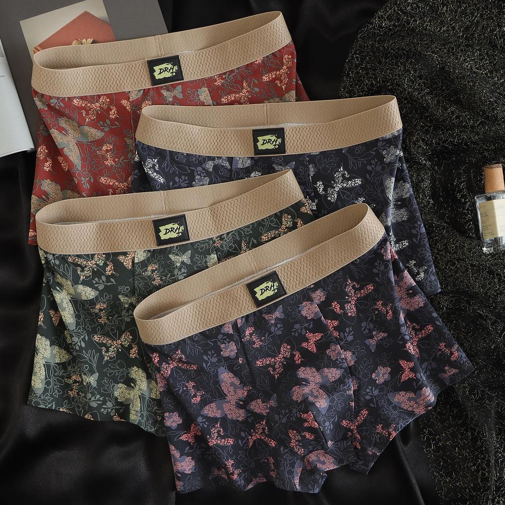 Herrenmode Baumwoll-Boxershorts mit Schmetterlingsdruck - Bequem & Atmungsaktiv