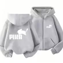 Children Zipper Cardigan Hoodies Print Tops Boy Black Girls Pink Sweatshirt Coat Long Sleeve Casual Fashion Hooded