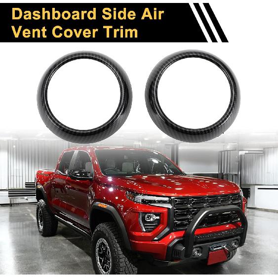Dashboard Side Air Vent AC Outlet Cover Trim for Chevrolet Colorado for GMC Canyon 2023-2024 Central Dash Air Vent Ring Cover Trims ABS Carbon Fiber