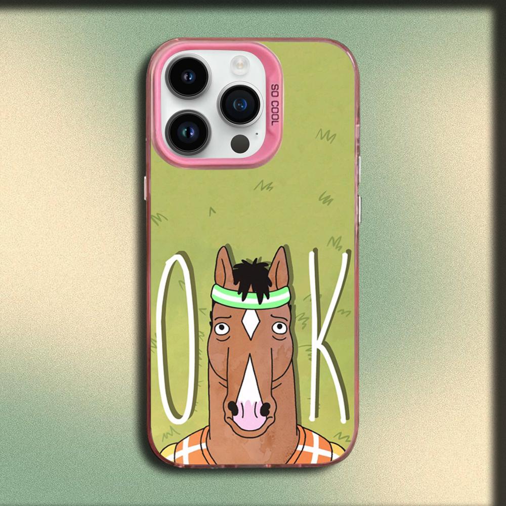 B-BoJack Horseman Phone Case For iPhone 16,15,14,13,12,11,Mini,Pro,MAX Pink Matte Silicone Cover iPhone11