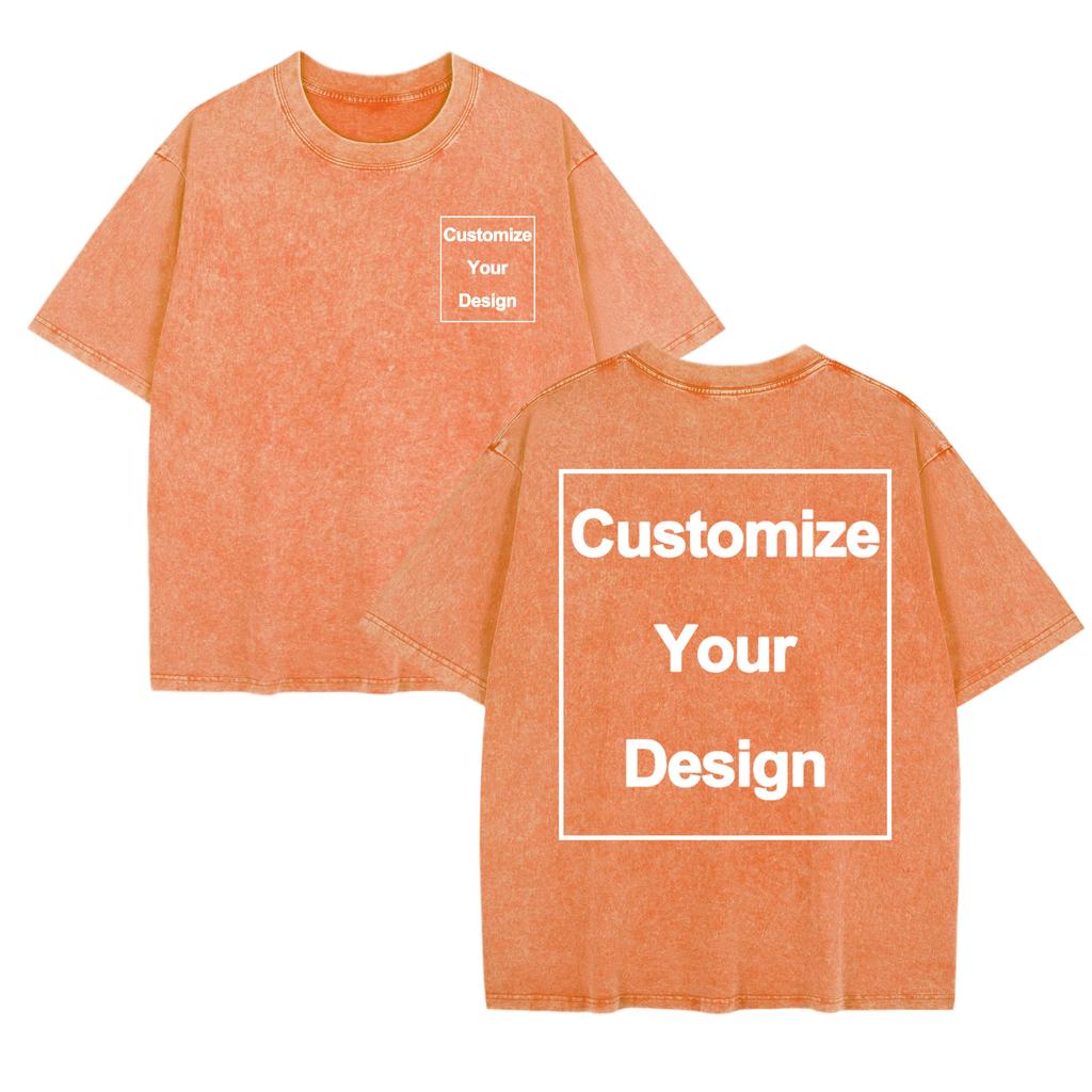 DIY Cotton Washed TShirt Womens Custom Your LogoLetter T Shirt ONeck Oversized Tops Comfortable Short Sleeve Woman Clothes