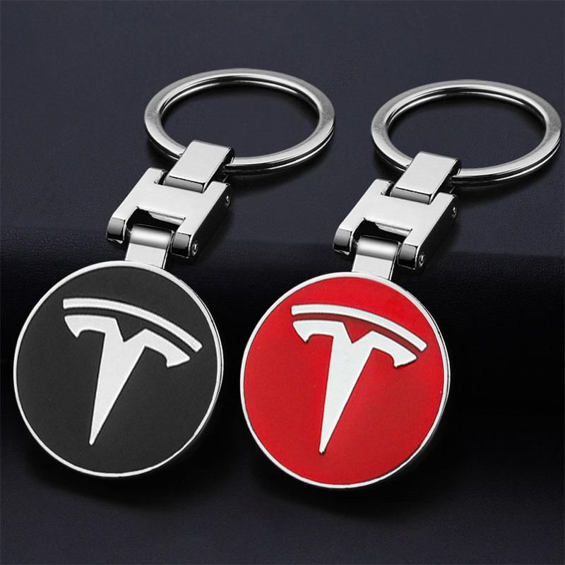 1Pcs Car Emblem Keychain Key Ring Accessories For Tesla Model 3 Model X S 2016-2023  Model Y Decals TM3 TMX