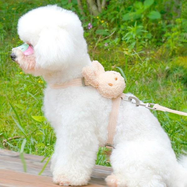 Pastel Pet Puppy Tosuni Harness + Leash Set, Beige (harness), Beige (Lead)