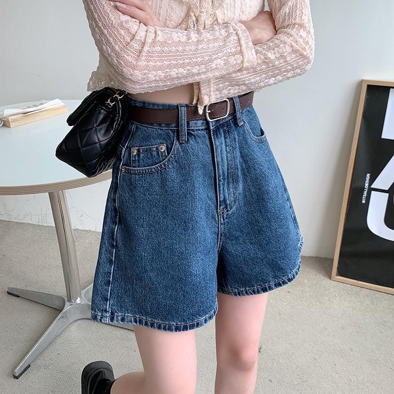 

Women s High-Waist Wide Leg Denim Shorts - 2023 Summer Casual Loose Fit Extra Large темно-синий