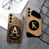 Luxurious Emblem Letters For Samsung Galaxy S26 S20 FE S21 S22 S23 Plus S24 Ultra S25Ultra S21+  S22Plus Golden Glass Phone Case