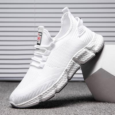 Spring and Summer New Flying Woven Sports Shoes Men's Mesh Surface Casual Shoes Men's Breathable Running Shoes Small White Shoes