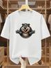 Summer Boys Girls Cartoon Beaver Pattern Hole Design T Shirt Kid Baby Youth Unisex Unisex Tee Oversize Streetwear Casual Trendy Top