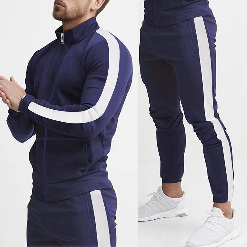 Autumn and Winter Casual Men's Sports Suit Color Matching Men's Clothing