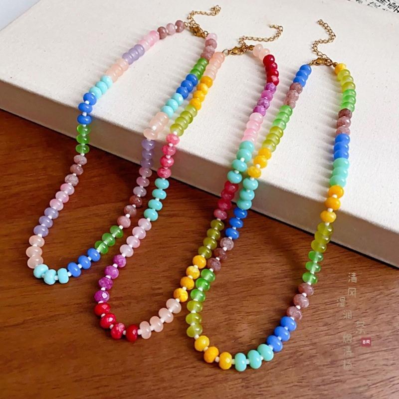 Colorful Natural Gemstones Beaded Accessories Stylish Necklace and Adjustable Bracelet for Fashionable Women Wear