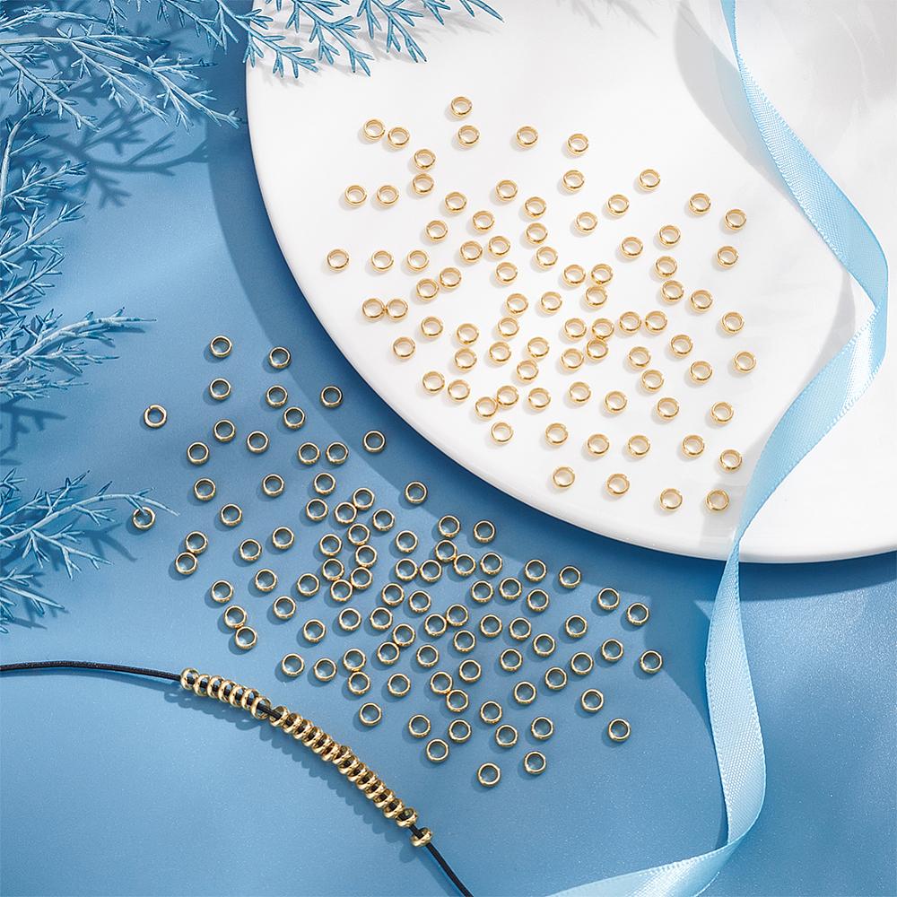 200Pcs 201 Stainless Steel Spacer Beads, Ring, Real 18K Gold Plated, 5x2mm, Hole: 3.5mm