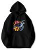 Black Hawaiian Hibiscus & Sea Turtle Hoodie - Lightweight Blend Pullover Sweatshirt All-Season Casual Wear with Tropical Print Oce