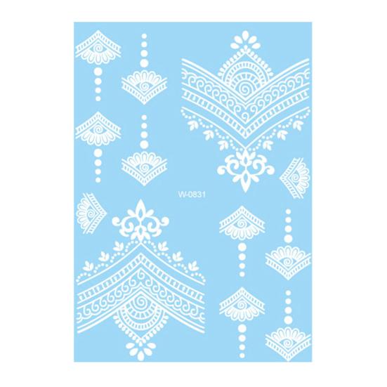 Baizihuahu White Lace Tattoo Sticker for Women, Temporary Face Body Arm, Waterproof Fake Decal Wedding Party Festival