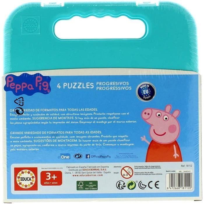 Puzzle Progressif Peppa Pig - Malette de 4 puzzles - 12 à 25 pièces - Educa