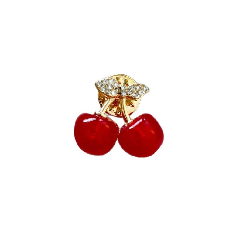 Sweet Cherry Anti Glare Brooch Jacket Chest Flower Alloy Clothing Accessories красный