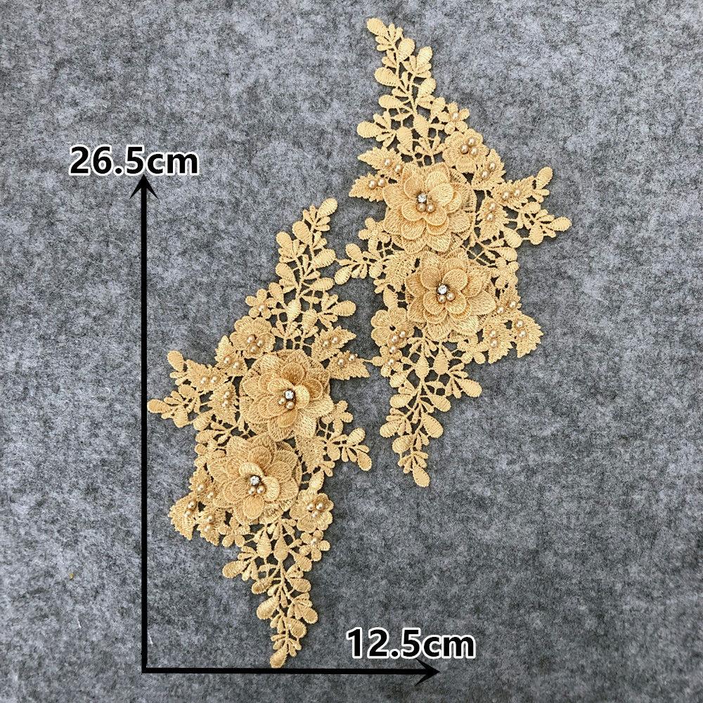 Yellow I Three-Dimensional Bead Drill Diy Embroidery Hollow Pair Of Flowers Sewing Decoration Matching Clothing Lace Accessories
