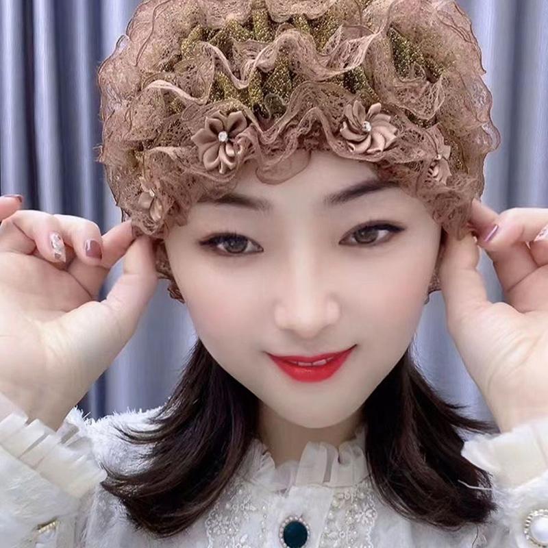 Summer Breathable Lace Turban Cap For Women Hair Cover Hat Head Wraps Bonnet Muslim Hat Headscarf Elastic Full Cover Headwear