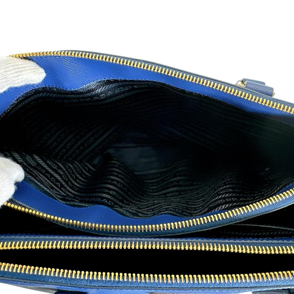 PRADA Sapphiano Galleria Handbag leather blue Women 1BA786 Used